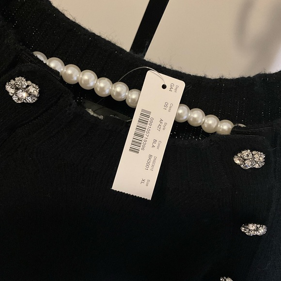 J Crew Sweater Dress - Black with jeweled embellishments - wool blend - nwt - XL - Picture 7 of 12